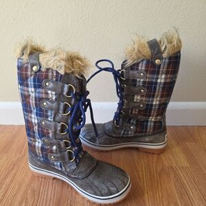 Sorel Tofino‎ Snow Boots 6 Plaid NEW Plaid Winter Waterproof Gorpcore Navy